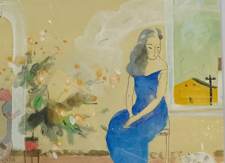 Tác phẩm của họa sĩ Nguyễn Minh tại triển lãm.