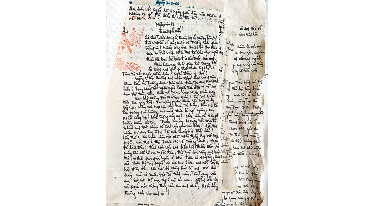 Bức thư liệt sĩ Vũ Ngọc Quảng gửi cho em gái.