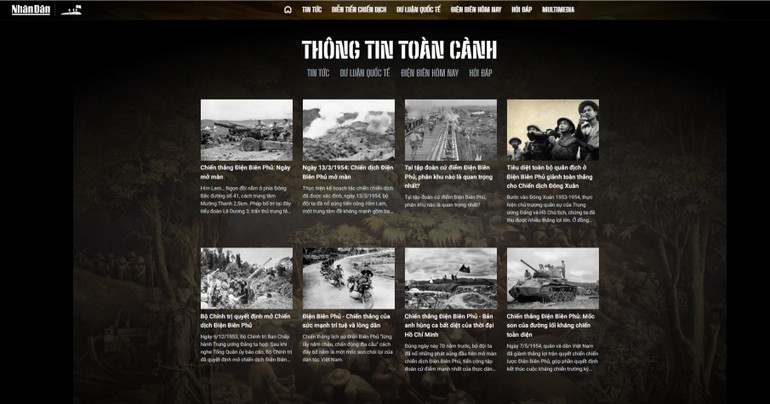Giao diện Trang thông tin đặc biệt Chiến dịch Điện Biên Phủ của Báo Nhân Dân.