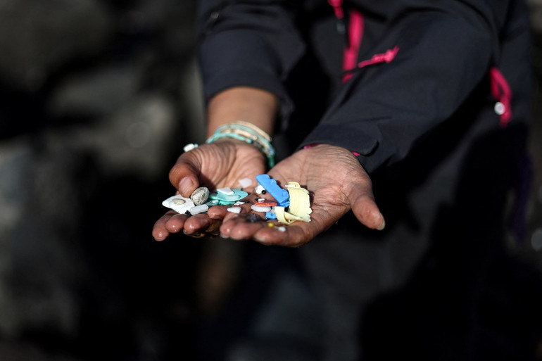 Vi nhựa không chỉ làm ảnh hưởng tới bờ biển mà còn xâm nhập vào hệ sinh thái, qua đó làm ô nhiễm toàn bộ chuỗi thức ăn. (Ảnh: Reuters)