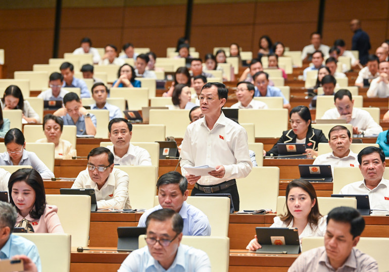Đại biểu Nguyễn Tri Thức trình bày quan điểm tại phiên thảo luận. (Ảnh: DUY LINH) Đại biểu Nguyễn Tri Thức trình bày quan điểm tại phiên thảo luận. (Ảnh: DUY LINH)