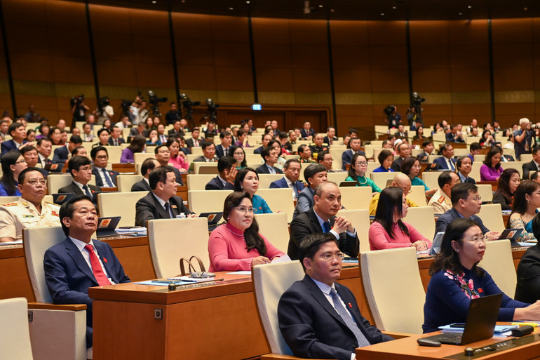 Quang cảnh phiên khai mạc Kỳ họp thứ 7, Quốc hội khóa XV. (Ảnh: LINH KHOA)