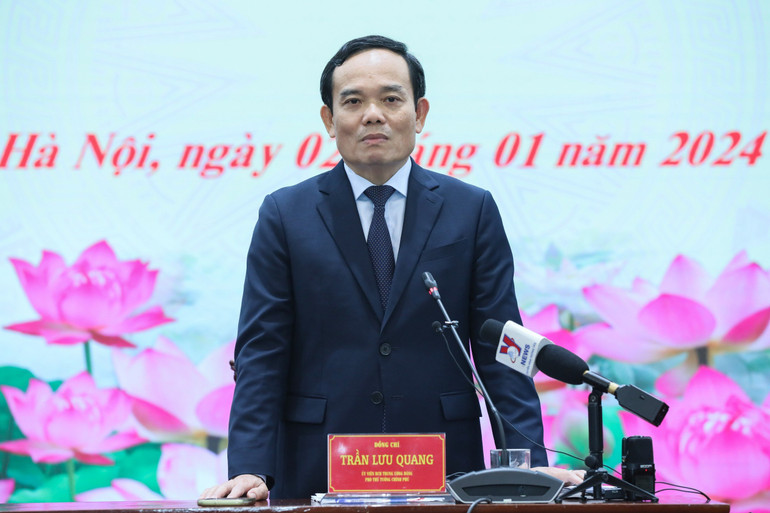 Phó Thủ tướng Chính phủ Trần Lưu Quang phát biểu chỉ đạo Hội nghị.