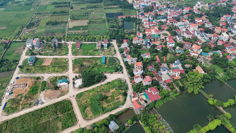 Một khu vực đấu giá đất tại huyện Phúc Thọ, Hà Nội.