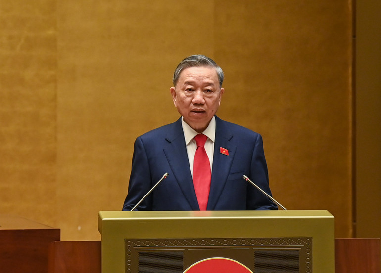 Chủ tịch nước Tô Lâm phát biểu nhậm chức. (Ảnh: LINH KHOA) Chủ tịch nước Tô Lâm phát biểu nhậm chức. (Ảnh: LINH KHOA)