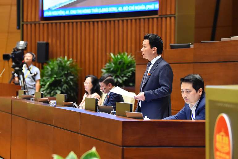 Bộ trưởng Đặng Quốc Khánh trả lời chất vấn của các đại biểu. (Ảnh: THỦY NGUYÊN)