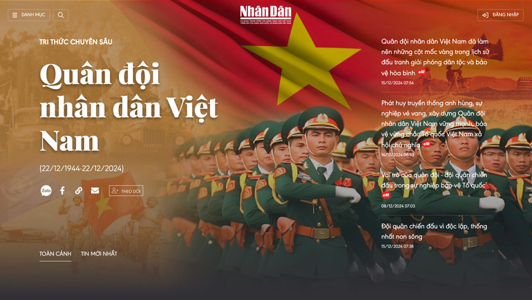 Giao diện chuyên trang Quân đội nhân dân Việt Nam trên Báo Nhân Dân điện tử.