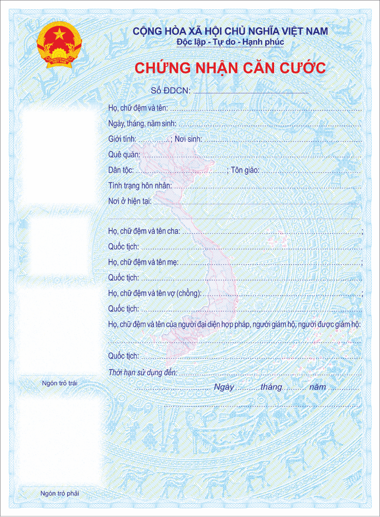 Mẫu giấy Chứng nhận căn cước.