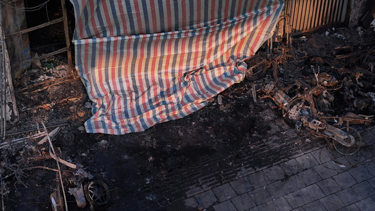 Hiện trường vụ cháy. Ảnh chụp sáng 19/12.