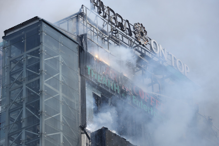 Hiện trường vụ cháy tại Ô Chợ Dừa, Hà Nội.