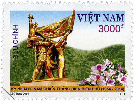 Bộ tem kỷ niệm 60 năm Chiến thắng Điện Biên Phủ năm 2014 có một mẫu duy nhất, với hình ảnh tượng đài Chiến thắng Điện Biên Phủ và hoa ban - loại hoa đặc trưng của Tây Bắc, do họa sĩ Tô Minh Trang thiết kế.