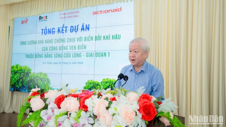 Ông Tạ Việt Anh, Chủ tịch Hội đồng quản lý Quỹ Hỗ trợ chương trình, dự án an sinh xã hội Việt Nam (AFV) phát biểu tại buổi tổng kết.