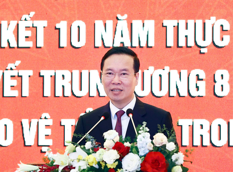 Chủ tịch nước Võ Văn Thưởng phát biểu chỉ đạo. (Ảnh: TTXVN) Chủ tịch nước Võ Văn Thưởng phát biểu chỉ đạo. (Ảnh: TTXVN)