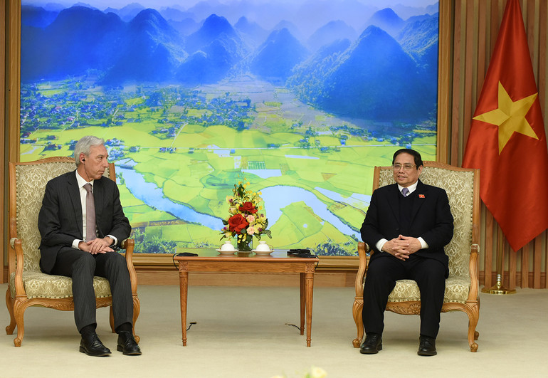 Thủ tướng Phạm Minh Chính tiếp Bộ trưởng Ngoại giao Cộng hòa Bồ Đào Nha Joao Gomes Cravinho.