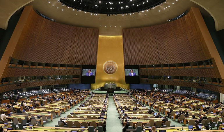 Phiên thảo luận chung cấp cao Khóa 78 Đại hội đồng Liên hợp quốc. (Ảnh: Dương Giang/TTXVN)