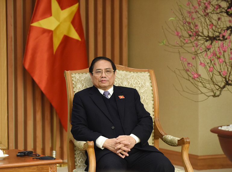 Thủ tướng Phạm Minh Chính phát biểu tại buổi tiếp.