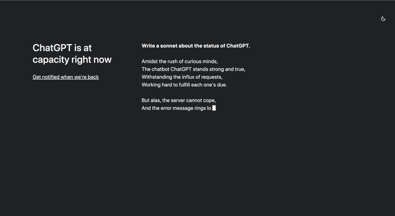 Giao diện ChatGPT trên máy tính báo lỗi mặc dù tác giả đã đăng nhập tài khoản thành công.