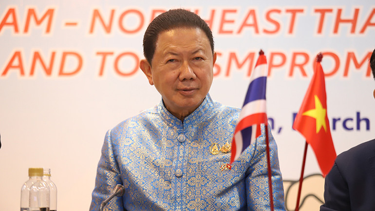 Chủ tịch Hội Hữu nghị Thái-Việt Sanan Angubolkul phát biểu tại hội thảo. (Ảnh: CTV)