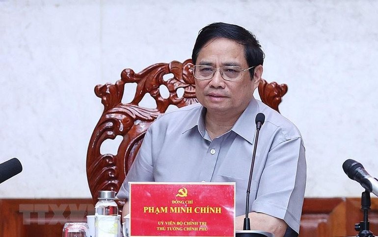 Thủ tướng Phạm Minh Chính làm việc với lãnh đạo chủ chốt tỉnh Hậu Giang. (Ảnh: Dương Giang/TTXVN) Thủ tướng Phạm Minh Chính làm việc với lãnh đạo chủ chốt tỉnh Hậu Giang. (Ảnh: Dương Giang/TTXVN)
