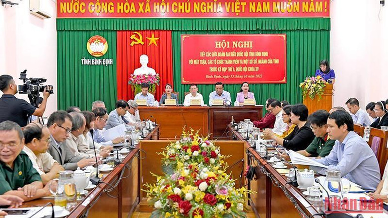 Đoàn Đại biểu Quốc hội tỉnh Bình Định tổ chức các hội nghị tiếp xúc cử tri của Mặt trận Tổ quốc và các tổ chức thành viên, cử tri thị xã Hoài Nhơn, tỉnh Bình Định trước Kỳ họp thứ 4 Quốc hội khóa XV.