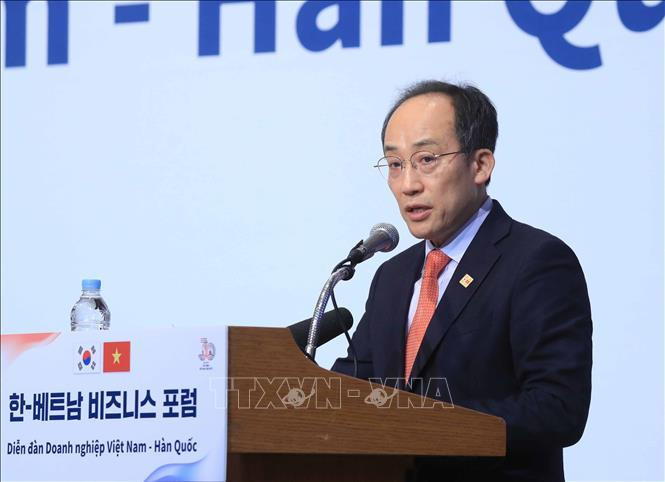 Phó Thủ tướng Hàn Quốc Choo Kyung-ho phát biểu tại diễn đàn. (Ảnh: Thống Nhất/ TTXVN)