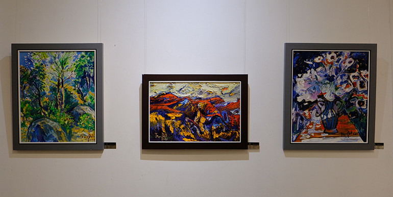 Một số tác phẩm của họa sĩ Trần Trọng Đạt tại triển lãm.