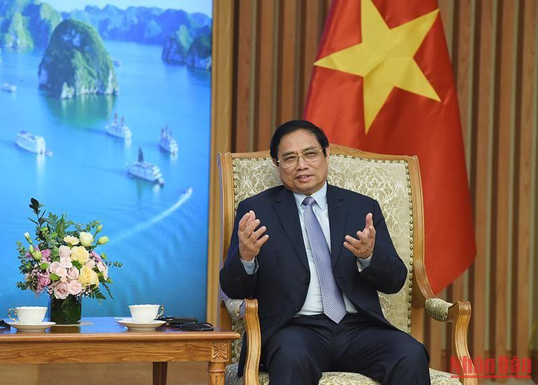 Thủ tướng Phạm Minh Chính phát biểu tại buổi tiếp.