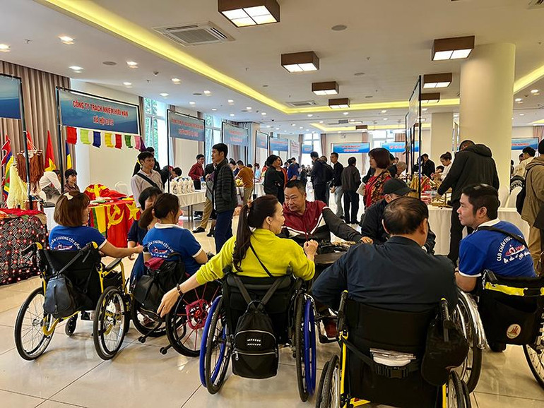 Các hoạt động, các gian hàng trưng bày các sản phẩm của người khuyết tật.