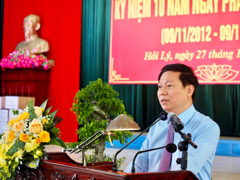 Ông Trần Thanh Lâm, Phó Trưởng Ban Tuyên giáo Trung ương phát biểu tại buổi lễ.