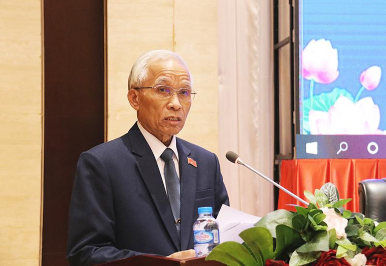 Đồng chí Khamphanh Pheuyavong phát biểu tại Hội thảo. (Ảnh: Trịnh Dũng)