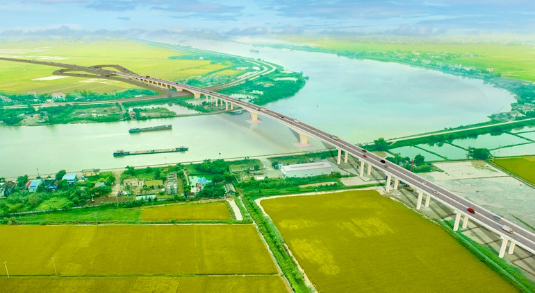 Phối cảnh dự án cầu vượt sông Đáy, công trình có tổng mức đầu tư 1.450 tỷ đồng.