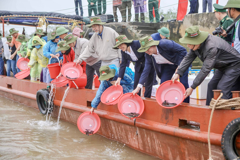 Song song với việc thả một triệu con giống xuống sông Hồng, Nam Định cũng phát động Tháng hành động vì nguồn lợi thủy sản năm 2023.
