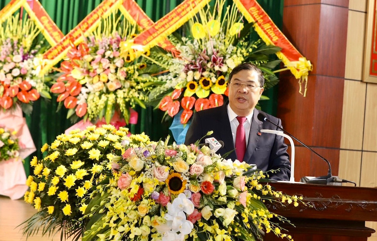 Đồng chí Phạm Gia Túc, Bí thư Tỉnh ủy Nam Định phát biểu tại lễ kỷ niệm.