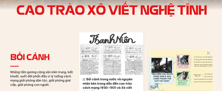 Giao diện chuyên trang báo chí Cao trào Xô viết Nghệ Tĩnh.