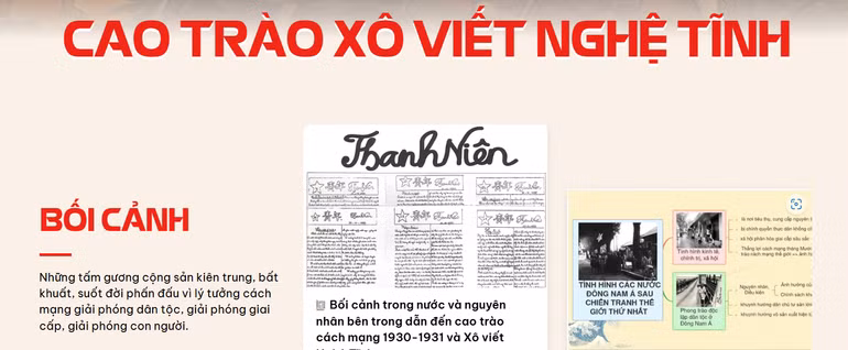 Giao diện chuyên trang báo chí Cao trào Xô viết Nghệ Tĩnh. Giao diện chuyên trang báo chí Cao trào Xô viết Nghệ Tĩnh.