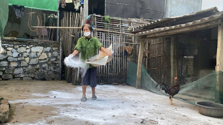 Người chăn nuôi ở xã Kỳ Tân, huyện Tân Kỳ rải vôi bột ngăn chặn dịch tả lợn châu Phi lây lan. Người chăn nuôi ở xã Kỳ Tân, huyện Tân Kỳ rải vôi bột ngăn chặn dịch tả lợn châu Phi lây lan.