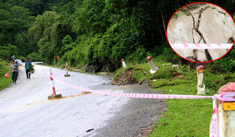 Xuất hiện điểm sạt lở mới cách đoạn Km264+700 khoảng 200m.