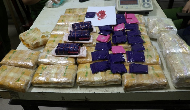Việc phá thành công chuyên án đã kịp thời ngăn chặn một lượng lớn ma túy xâm nhập qua biên giới vào Việt Nam. (Ảnh: Công an Nghệ An cung cấp)