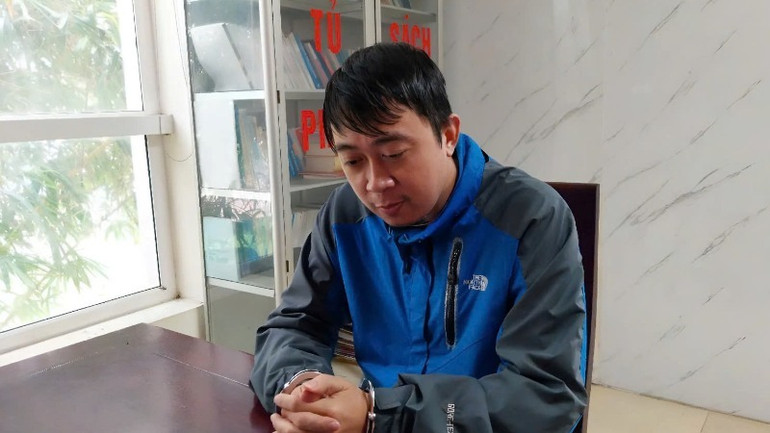 Đối tượng Nguyễn Ngọc Sâm tại cơ quan Công an.