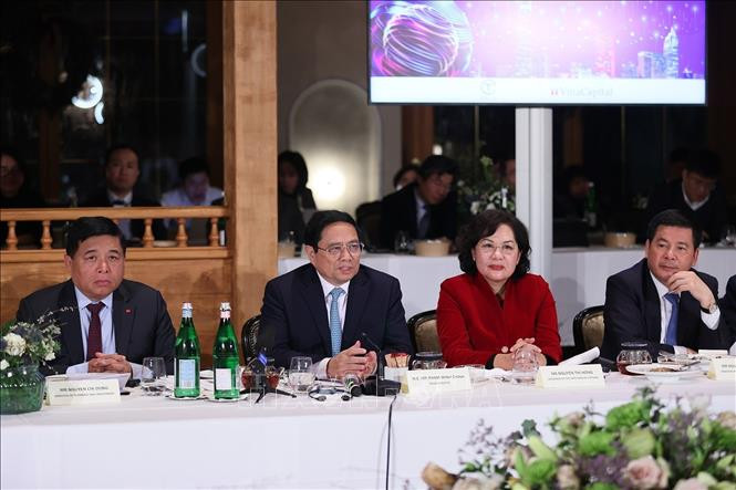 Thủ tướng Phạm Minh Chính phát biểu tại cuộc tọa đàm. (Ảnh: TTXVN) Thủ tướng Phạm Minh Chính phát biểu tại cuộc tọa đàm. (Ảnh: TTXVN)