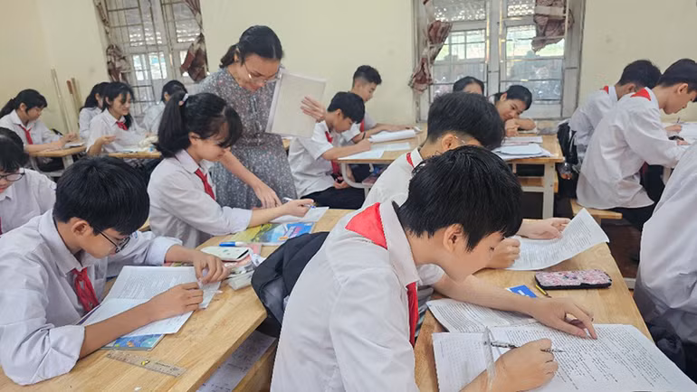 Một tiết học của Trường THCS Thổ Tang.