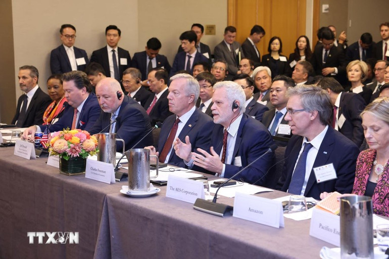 Đại diện doanh nghiệp Hoa Kỳ phát biểu. (Ảnh: Lâm Khánh/TTXVN)