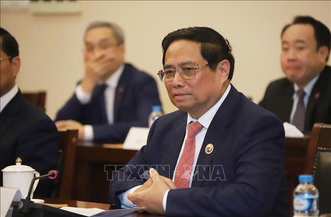 Thủ tướng Chính phủ Phạm Minh Chính phát biểu tại cuộc hội kiến. (Ảnh: TTXVN)