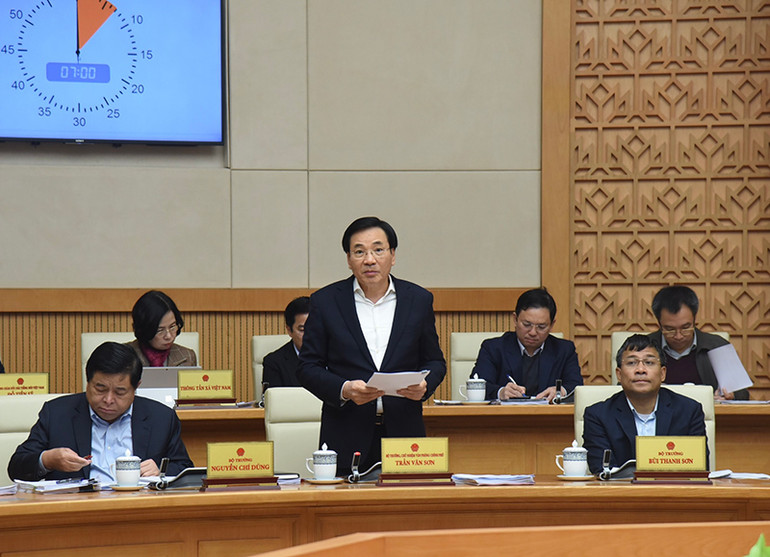 Bộ trưởng Chủ nhiệm Văn phòng Chính phủ Trần Văn Sơn phát biểu. Bộ trưởng Chủ nhiệm Văn phòng Chính phủ Trần Văn Sơn phát biểu.