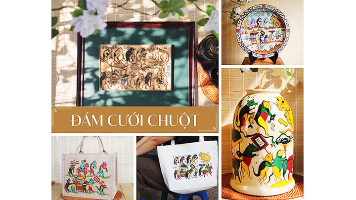 Hình ảnh tranh “Đám cưới chuột” trên một số sản phẩm. Hình ảnh tranh “Đám cưới chuột” trên một số sản phẩm.