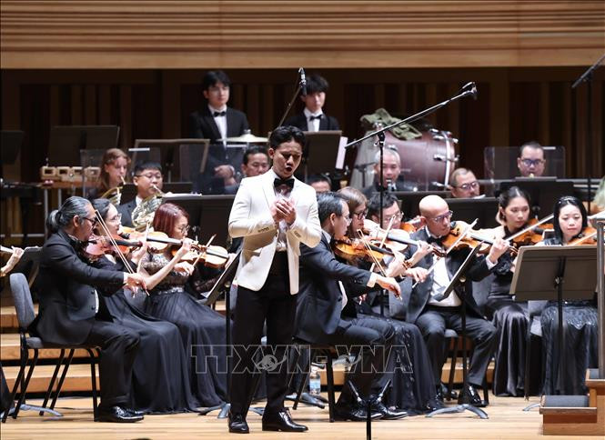 Tiết mục biểu diễn tại buổi hòa nhạc. (Ảnh: Thống Nhất/TTXVN)