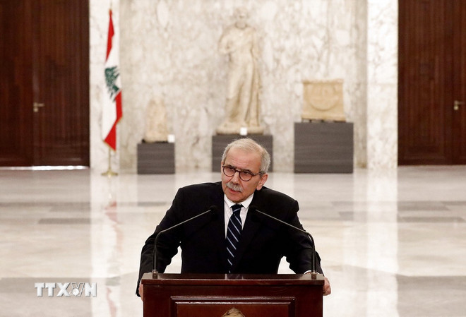 Thủ tướng Liban Nawaf Salam phát biểu tại thủ đô Beirut ngày 14/1/2025. (Ảnh: THX/TTXVN)