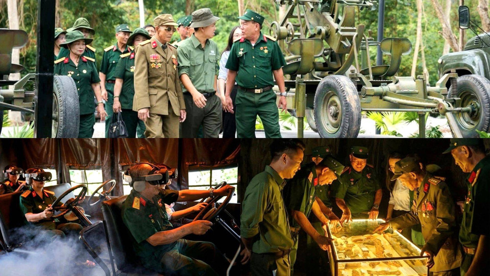 Các cựu chiến binh và cựu thanh niên xung phong trở lại thăm chiến trường xưa Trường Sơn không khỏi bất ngờ khi gặp lại những tháng ngày tuổi trẻ của chính mình thông qua các loại vũ khí, quân tư trang được trưng bày sinh động và trải nghiệm thực tế ảo, sống động với góc nhìn 360 độ, hiệu ứng môi trường với gió, hơi bom, mùi thuốc nổ, sức nóng, cùng chuyển động rung lắc, tái hiện chân thực cảm giác sau buồng lái của người lính lái xe Trường Sơn. oooo.jpg