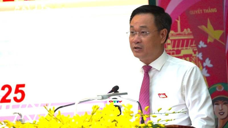 Đồng chí Lê Ngọc Quang phát biểu tại Đại hội. (Ảnh: QV) 100001.jpg