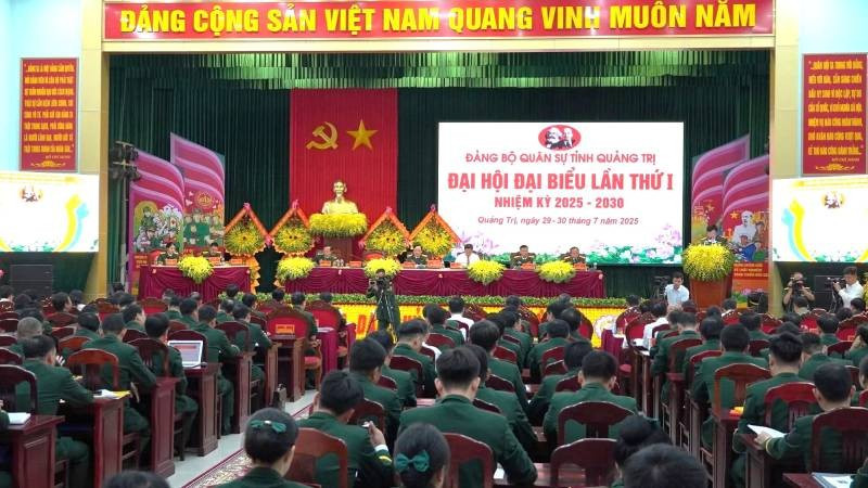 Quang cảnh Đảng bộ Quân sự tỉnh Quảng Trị tổ chức Đại hội đại biểu lần thứ I, nhiệm kỳ 2025-2030. (Ảnh: QV)